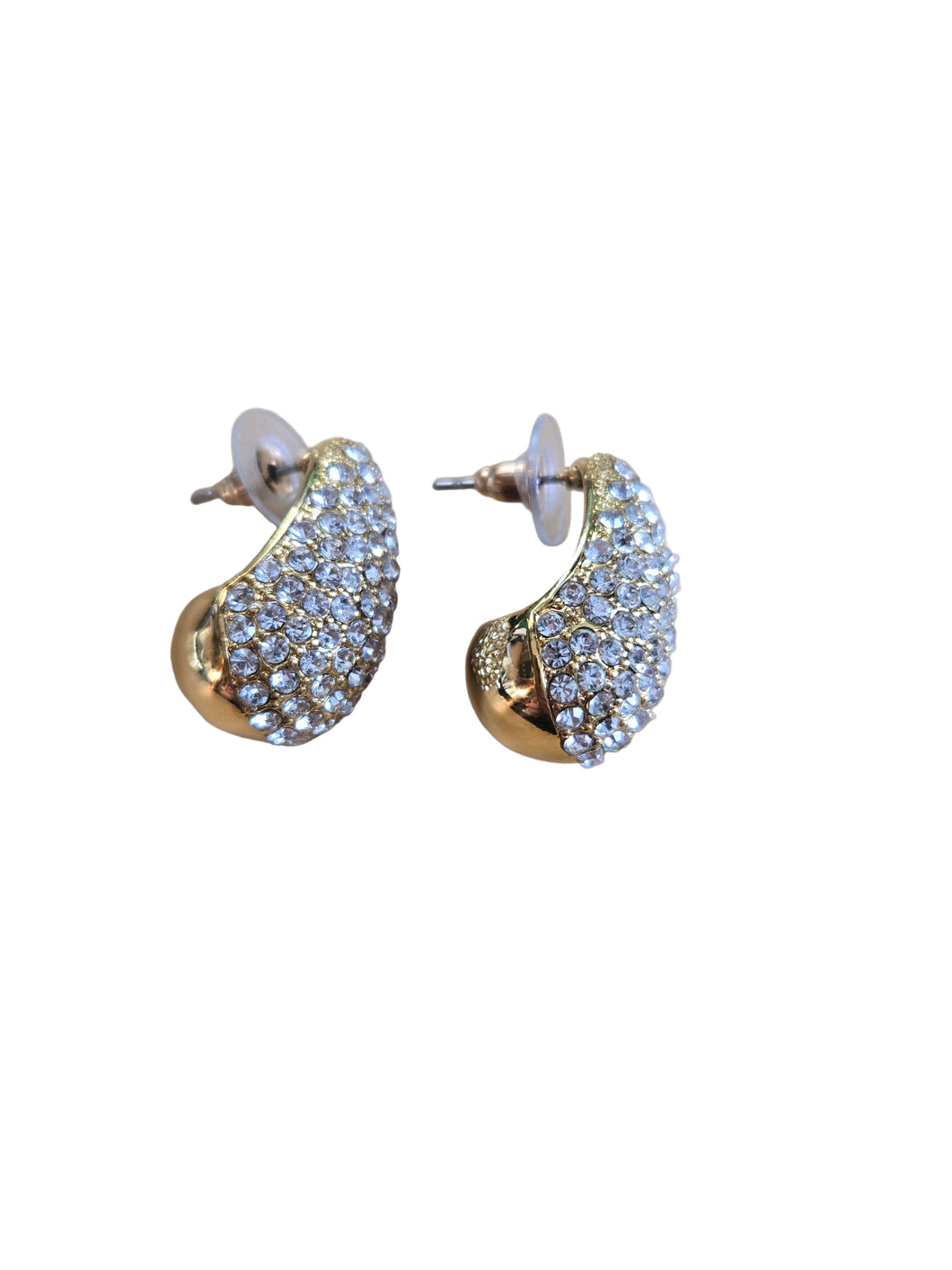 Merx Shiny Silver Tear Drop Pave Earrings