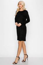 Load image into Gallery viewer, Joh Apparel Faux Suede Dress with Pockets in Black, Caramel, Mulberry or Peacock
