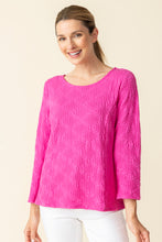 Load image into Gallery viewer, Habitat Sunburst Knit Boatneck Long Sleeve Textured Tee in Berry or White
