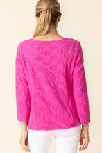 Load image into Gallery viewer, Habitat Sunburst Knit Boatneck Long Sleeve Textured Tee in Berry or White
