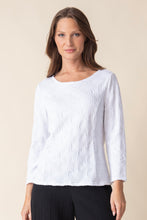 Load image into Gallery viewer, Habitat Sunburst Knit Boatneck Long Sleeve Textured Tee in Berry or White
