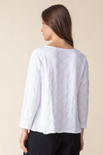 Load image into Gallery viewer, Habitat Sunburst Knit Boatneck Long Sleeve Textured Tee in Berry or White
