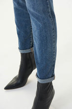 Load image into Gallery viewer, Joseph Ribkoff Denim Medium Blue Cropped Jeans with Rolled Hem
