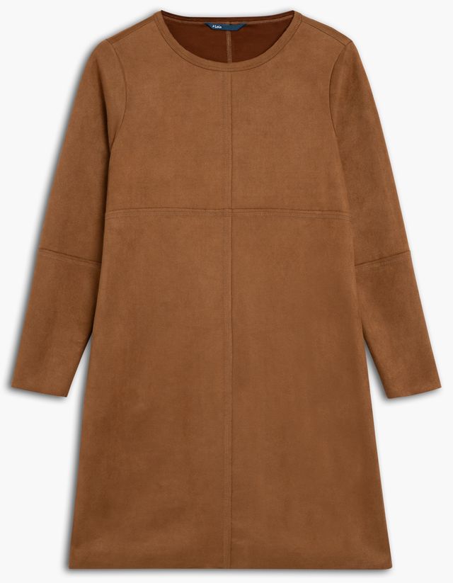 Lois Jennie Long Sleeve Round Neck Cinnamon Dress with Pockets