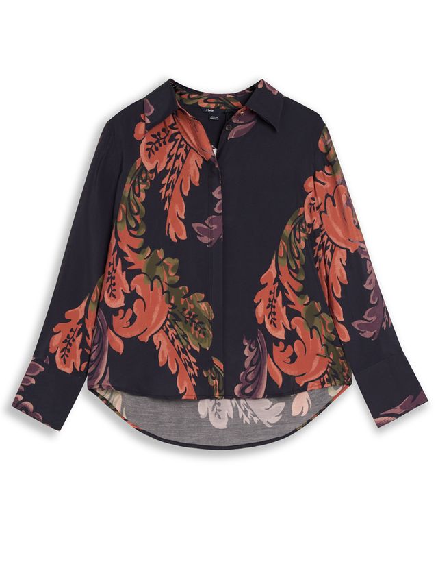 Lois Lynn Navy Print Button Front Shirt