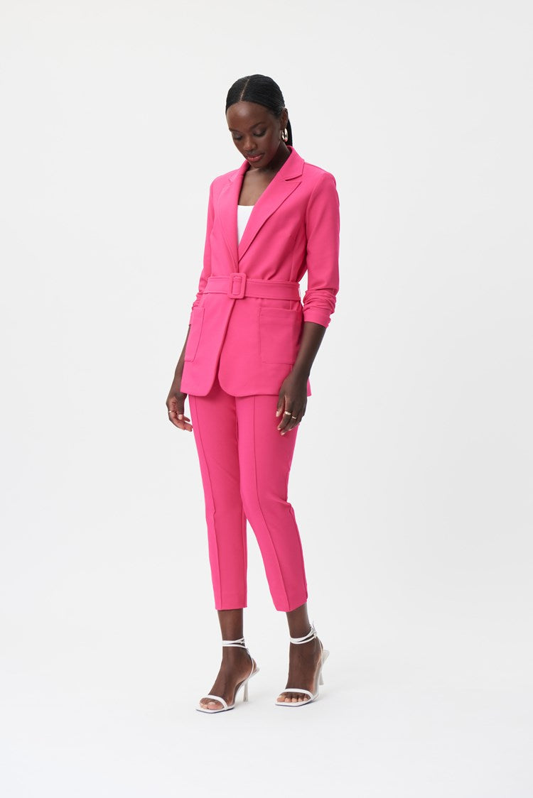 Joseph Ribkoff Dazzle Pink Stretchy Twill Blazer with Belt – Style