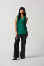Load image into Gallery viewer, Joseph Ribkoff Kelly Green Sleeveless Cowl Neck Silky Satin Top

