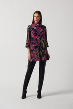 Load image into Gallery viewer, Joseph Ribkoff Black Multi Printed 3/4 Sleeve Cowl Neck Tunic
