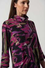 Load image into Gallery viewer, Joseph Ribkoff Black Multi Printed 3/4 Sleeve Cowl Neck Tunic
