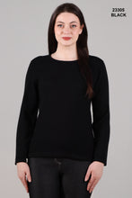 Load image into Gallery viewer, Moffi Round Neck Textured Pullover Sweater in Denim or Black
