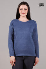 Load image into Gallery viewer, Moffi Round Neck Textured Pullover Sweater in Denim or Black
