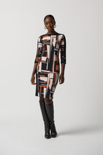Load image into Gallery viewer, Joseph Ribkoff Black Multi Geometric Print 3/4 Sleeve Sheath Dress
