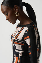 Load image into Gallery viewer, Joseph Ribkoff Black Multi Geometric Print 3/4 Sleeve Sheath Dress
