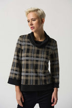Load image into Gallery viewer, Joseph Ribkoff Black Multi Plaid Cowl Neck Sweater

