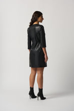 Load image into Gallery viewer, Joseph Ribkoff 3/4 Sleeve Faux-Leather A-Line Dress
