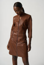 Load image into Gallery viewer, Joseph Ribkoff 3/4 Sleeve Faux-Leather A-Line Dress
