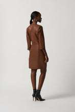 Load image into Gallery viewer, Joseph Ribkoff 3/4 Sleeve Faux-Leather A-Line Dress
