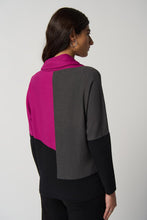 Load image into Gallery viewer, Joseph Ribkoff Opulence, Grey &amp; Black Colour Block Cowl Neck Sweater
