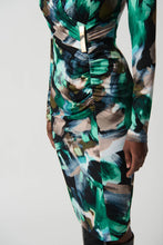 Load image into Gallery viewer, Joseph Ribkoff Black Multi Abstract Print Silky Knit Wrap Dress With Ornament
