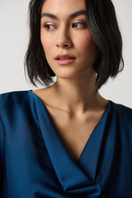 Load image into Gallery viewer, Joseph Ribkoff Cowl Neckline Satin Flared Top in Nightfall or Alpine Green
