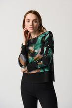 Load image into Gallery viewer, Joseph Ribkoff Black Multi Abstract Print Sweater Knit Top
