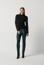 Load image into Gallery viewer, Joseph Ribkoff Black Lace Fitted Top With Long Puff Sleeves
