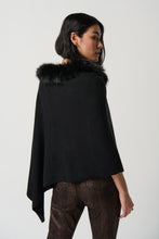 Load image into Gallery viewer, Joseph Ribkoff Black Sweater Knit Poncho With Faux Fur Crewneck - One Size
