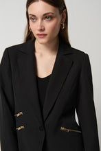 Load image into Gallery viewer, Joseph Ribkoff Black Woven Blazer With Zippered Pockets
