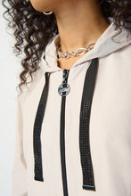 Load image into Gallery viewer, Joseph Ribkoff Moonstone Memory Woven Trapeze Coat with Hood
