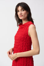 Load image into Gallery viewer, Joseph Ribkoff Radiant Red Textured Woven Sleeveless Cocoon Dress
