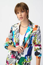 Load image into Gallery viewer, Joseph Ribkoff Vanilla Multi Abstract Prink Silky Knit Blazer
