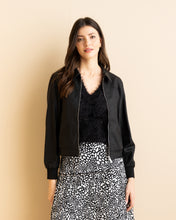 Load image into Gallery viewer, Marble Black Relaxed Fit Bomber Style Zip Jacket
