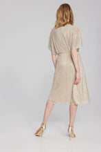 Load image into Gallery viewer, Joseph Ribkoff Champagne/Gold Pleated Wrap Fit &amp; Flare Dress
