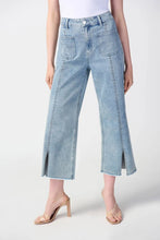 Load image into Gallery viewer, Joseph Ribkoff Vintage Blue Culotte Jeans with Embellished Front Seam
