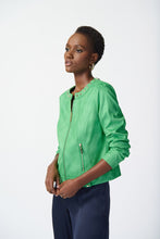 Load image into Gallery viewer, Joseph Ribkoff Island Green Foiled Suede Jacket
