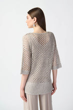 Load image into Gallery viewer, Joseph Ribkoff Beige V-Neck Open Stitch 3/4 Sleeve Sweater with Sequins
