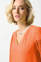 Load image into Gallery viewer, Joseph Ribkoff Georgette Puff Sleeve V-Neck Top in Sunlight or Mandarin
