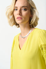 Load image into Gallery viewer, Joseph Ribkoff Georgette Puff Sleeve V-Neck Top in Sunlight or Mandarin
