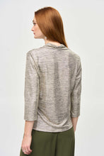 Load image into Gallery viewer, Joseph Ribkoff 3/4 Sleeve Foiled Knit Cowl Collar Top
