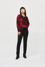 Load image into Gallery viewer, Joseph Ribkoff Black &amp; Red Silky Knit Patchwork Print Boxy Top
