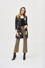 Load image into Gallery viewer, Joseph Ribkoff Black Beige Sweater Knit Abstract Print Long Blazer
