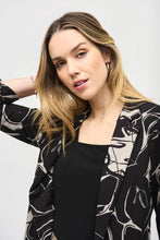 Load image into Gallery viewer, Joseph Ribkoff Black Beige Sweater Knit Abstract Print Long Blazer
