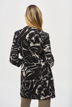 Load image into Gallery viewer, Joseph Ribkoff Black Beige Sweater Knit Abstract Print Long Blazer
