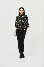 Load image into Gallery viewer, Joseph Ribkoff Black Multi Sweater Knit Abstract Print Trapeze Jacket
