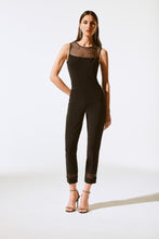 Load image into Gallery viewer, Joseph Ribkoff Black SIlky Knit And Rhinestone Mesh Top
