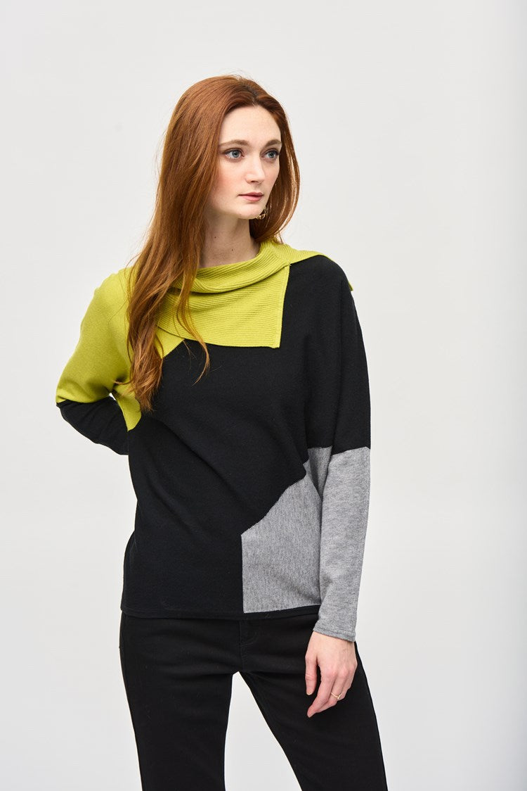Joseph Ribkoff Black Multi Colour Block Jacquard Sweater