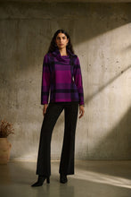 Load image into Gallery viewer, Joseph Ribkoff Black Multi Plaid Jacquard Cowl Neck Sweater
