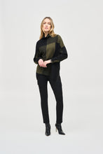 Load image into Gallery viewer, Joseph Ribkoff Iguana &amp; Black Colour Block Jacquard Knit Pullover Sweater
