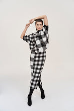 Load image into Gallery viewer, Joseph Ribkoff Black Vanilla Plaid Jacquard Knit Sweater
