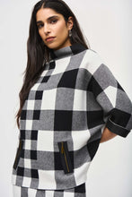 Load image into Gallery viewer, Joseph Ribkoff Black Vanilla Plaid Jacquard Knit Sweater
